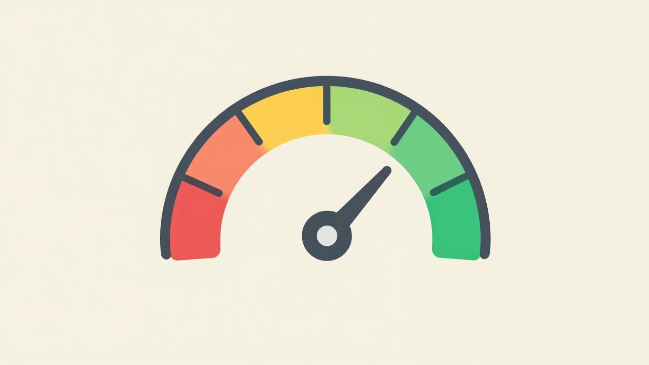 Credit score gauge showing a needle pointing into the good range
